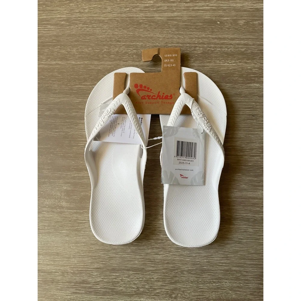 Archies Arch Support Flip Flops White Size M9 W10 New With Tags